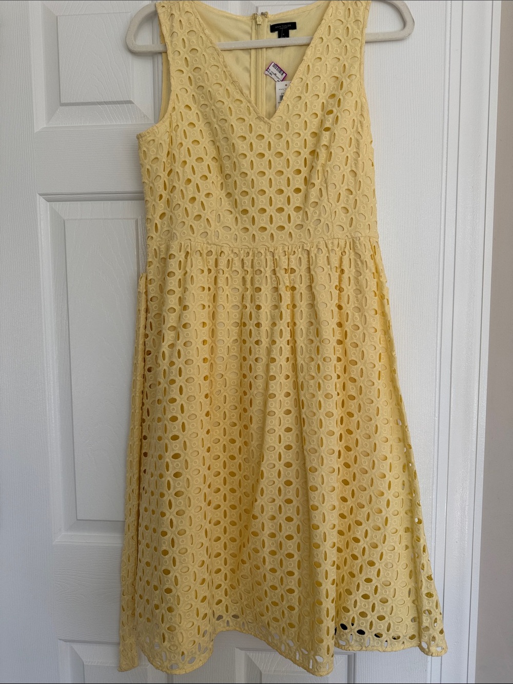 Ann Taylor Factory Yellow Eyelet V-Neck Sundress Size 4